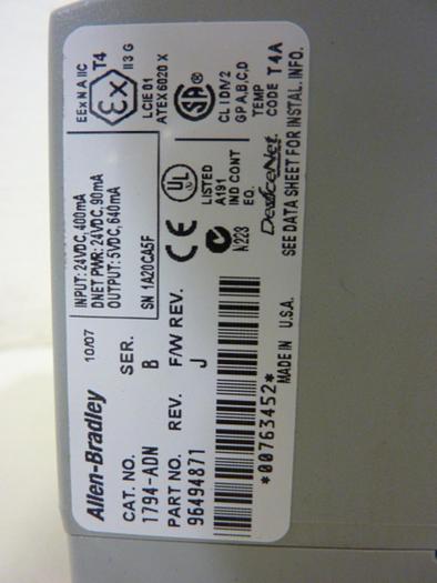 Used ALLEN BRADLEY Devicenet Adapter 1794-ADN SER B #50516
