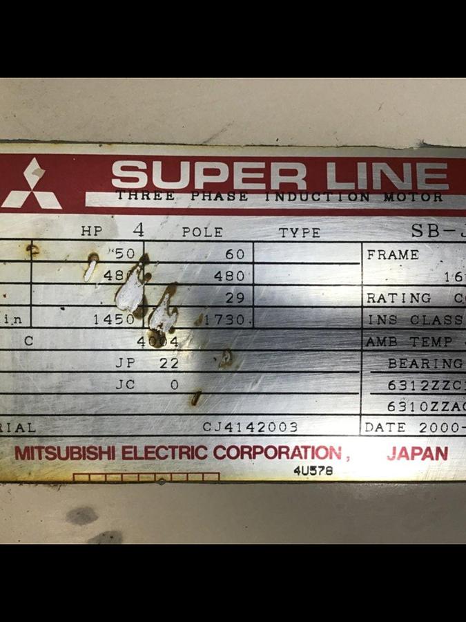 Used MITSUBISHI 25 HP Induction Motor SB-JR 25 HP Used