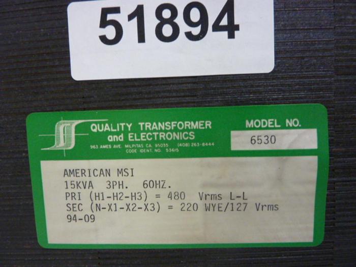 Used AMERICAN MSI Transformer 6530 #51894