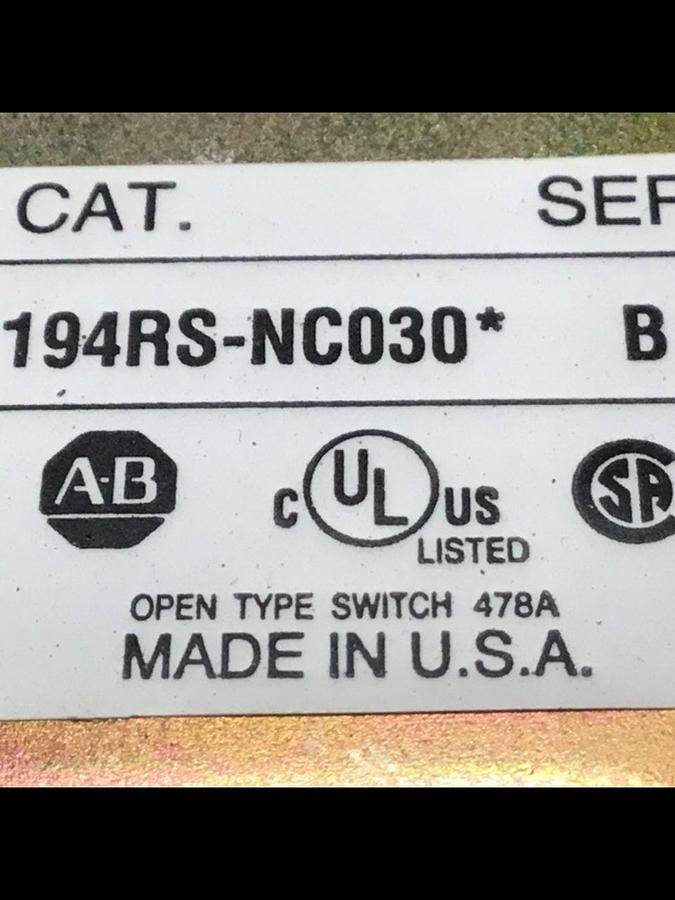 Used ALLEN BRADLEY Disconnect Switch 194RS-NCD30 Used