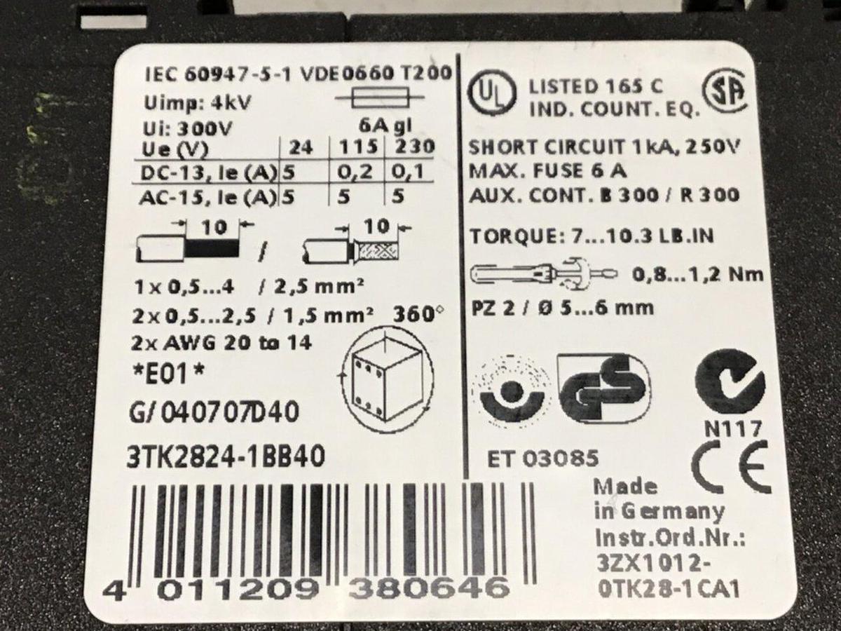 Used SIEMENS Safety Relay 3TK2824-1BB40 USED