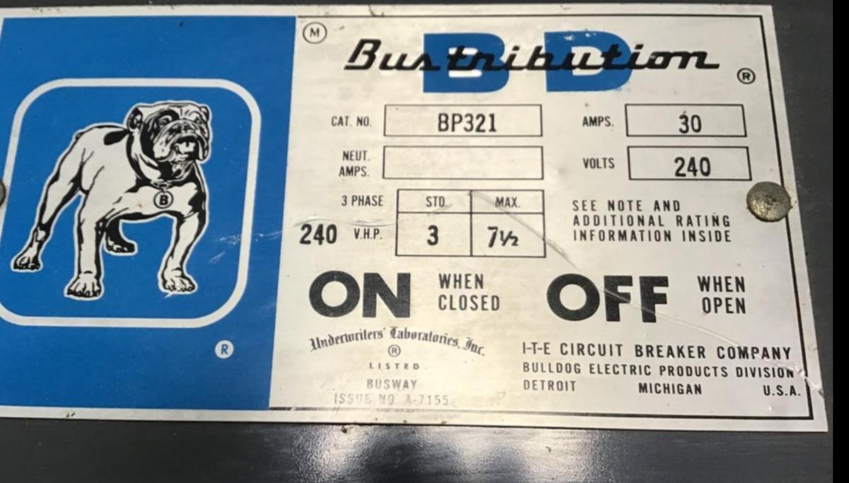 Used ITE 30 Amp Bus Plug Bulldog BP321 USED