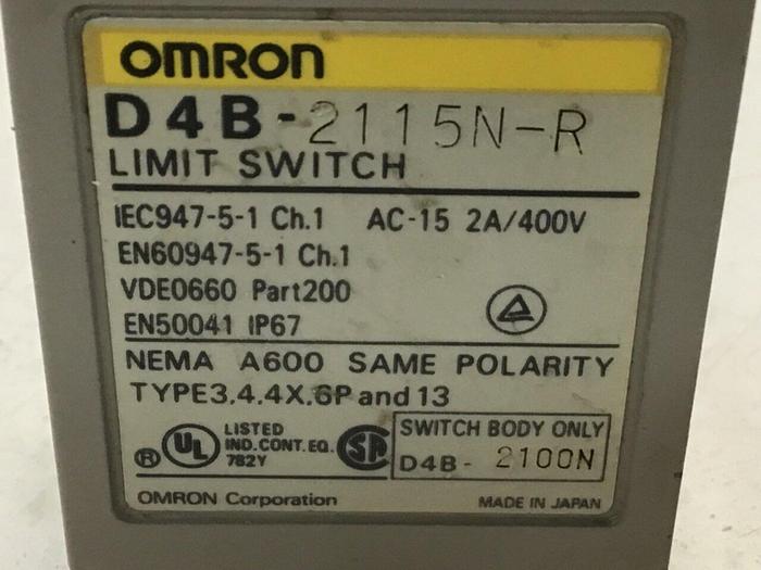 Used OMRON Limit Switch D4B-2115N-R #121509