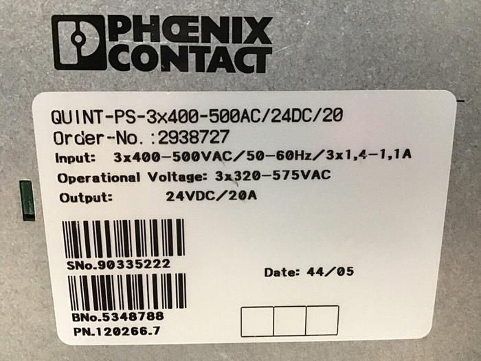 Used PHOENIX CONTACT Power Supply QUINT-PS-3X400-500AC/24DC/20 USED