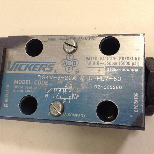 Used VICKERS Directional Hydraulic Valve DG4V322AMUHL760 Used