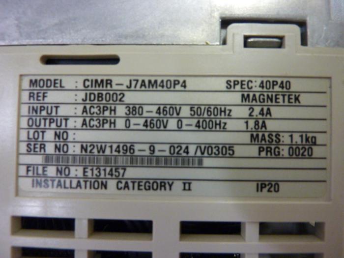 Used YASKAWA Drive CIMR-J7AM40P4 #56525