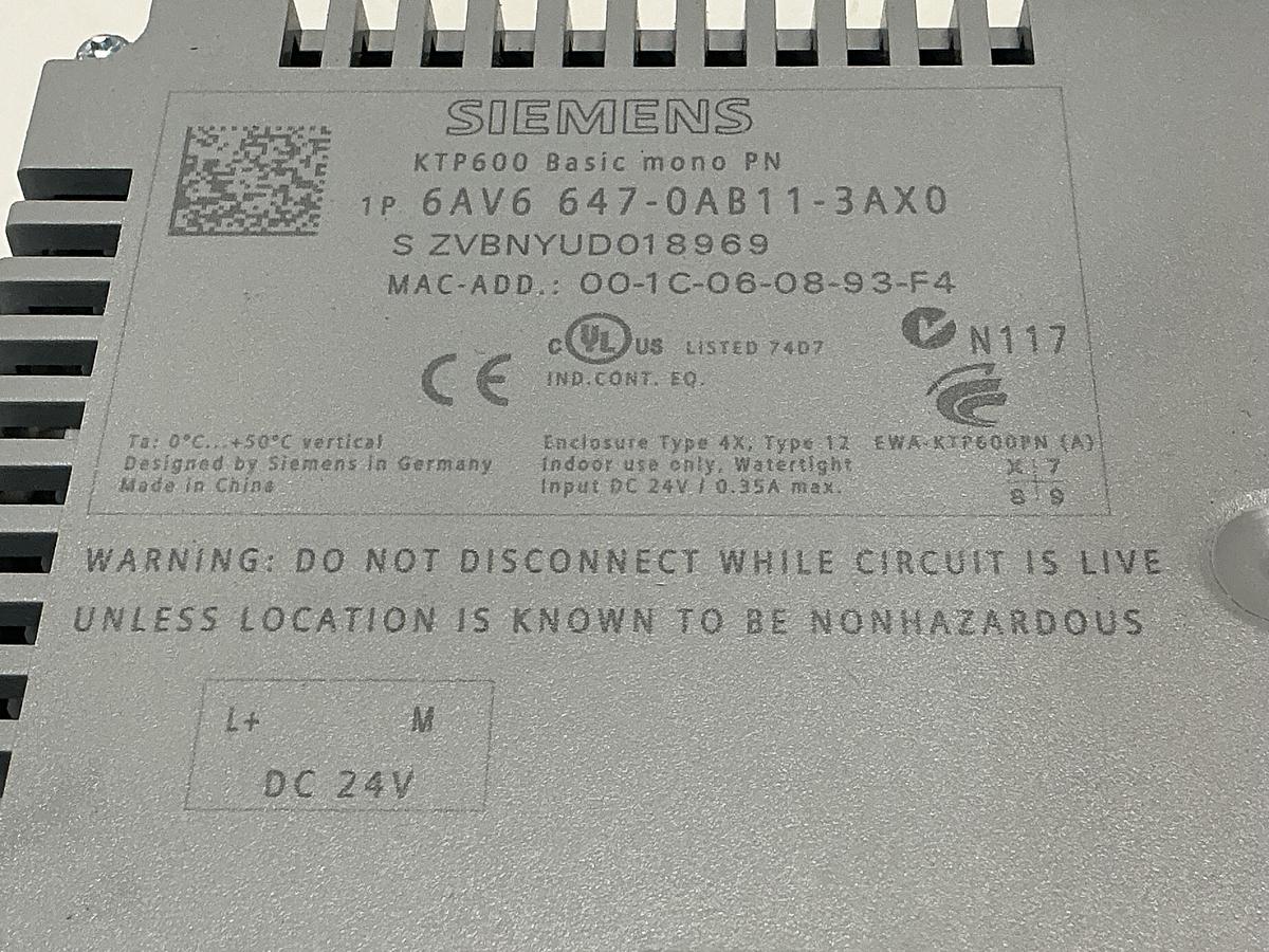 Used SIEMENS 6AV6 647-0AB11-3AX0