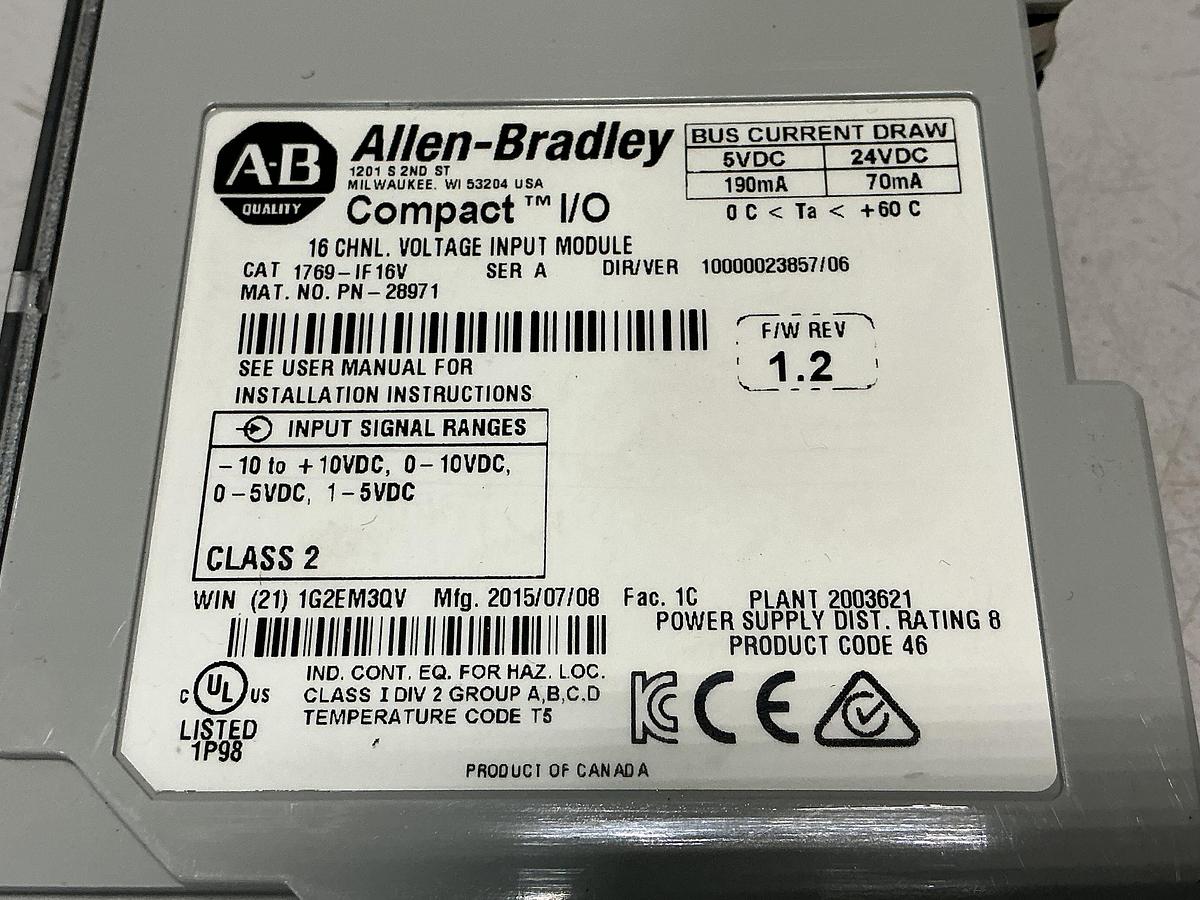 Used ALLEN BRADLEY 1769-IF 16V