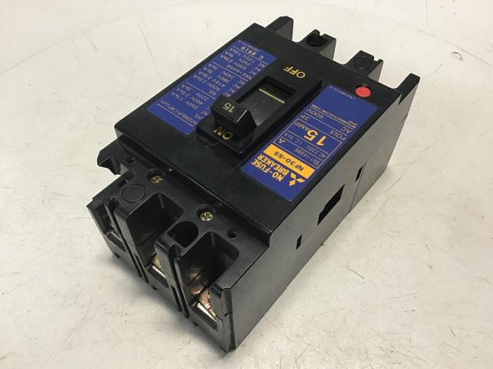 Used MITSUBISHI 15 Amp Circuit Breaker NF30-SS-15 USED #129606