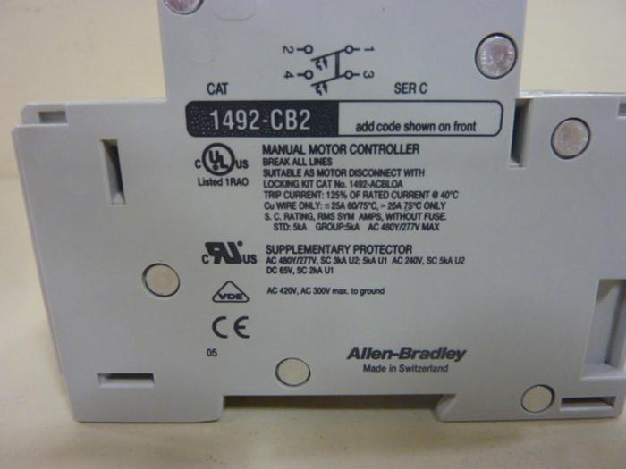 Used ALLEN BRADLEY 5 Amp Circuit Breaker 1492-CB2/H050 SER C #46996
