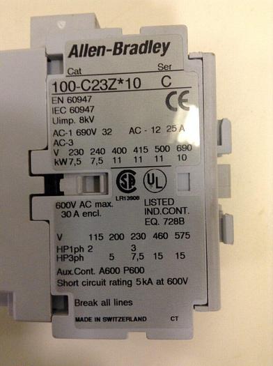 Used ALLEN BRADLEY Contactor 100-C23Z.10 SER C #68462