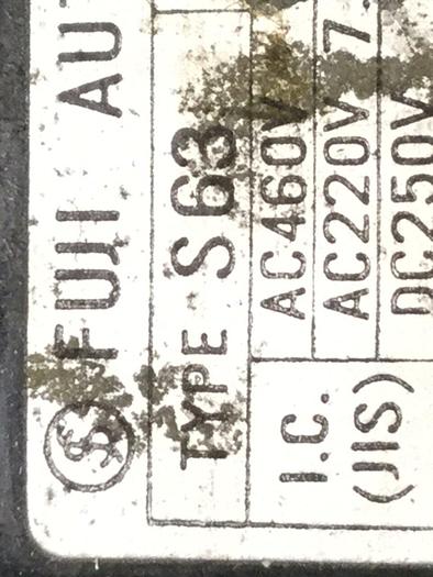 Used FUJI ELECTRIC 60 Amp Breaker S63-60 #109841