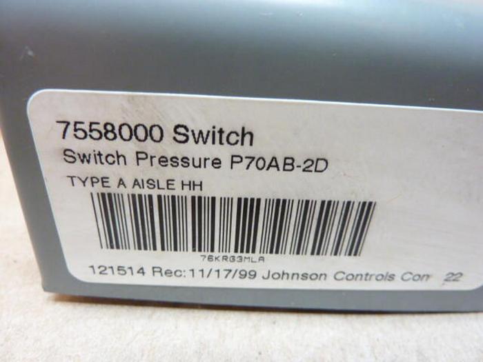 Used JOHNSON CONTROLS Pressure Control Switch P70AB-2 #39023