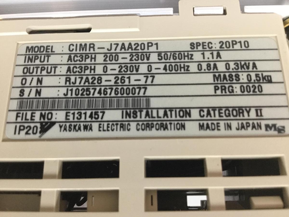 Used YASKAWA VS Mini J7 Inverter CIMR-J7AA20P1 USED