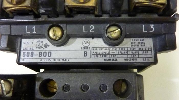 Used ALLEN BRADLEY Starter Size 1 509-BOD SER B W36 #42677