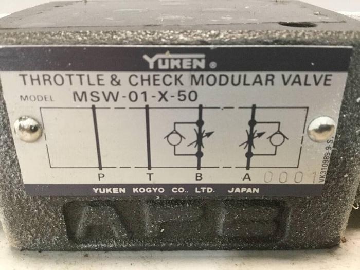 Used YUKEN Throttle & Check Modular Valve MSW-01-X-50 #99479