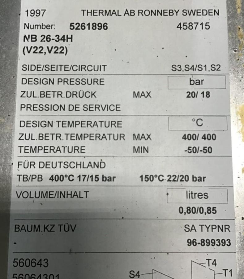 Used ALFA LAVAL Heat Exchanger NB 26-34H USED