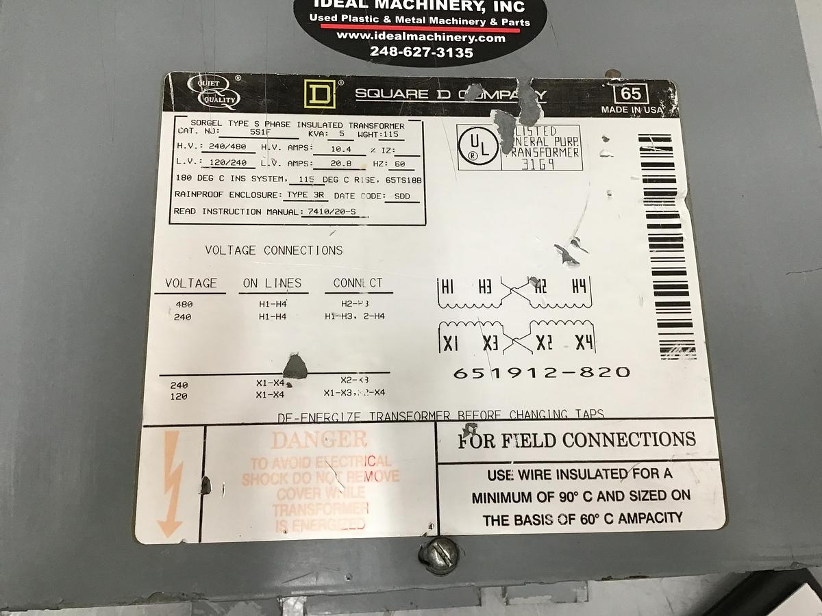 Used SQUARE D 5S1F 5 kVA Transformer Used #140871
