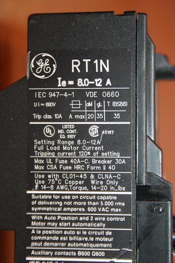 Used GENERAL ELECTRIC / GE Overload Relay RT1N Used