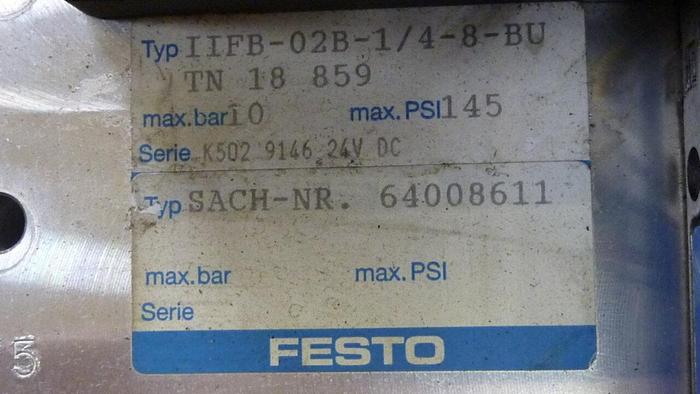 Used FESTO Control Block / Valve Terminal IFB8-02 #52728