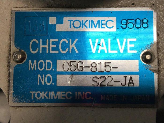 Used TOKIMEC Check Valve C5G-815-S22-JA #141465
