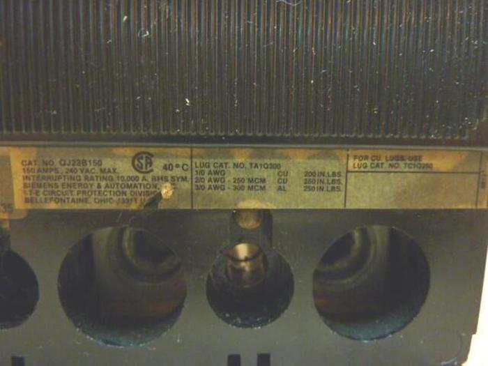 Used SIEMENS 150 Amp Circuit Breaker QJ23B150 #5447