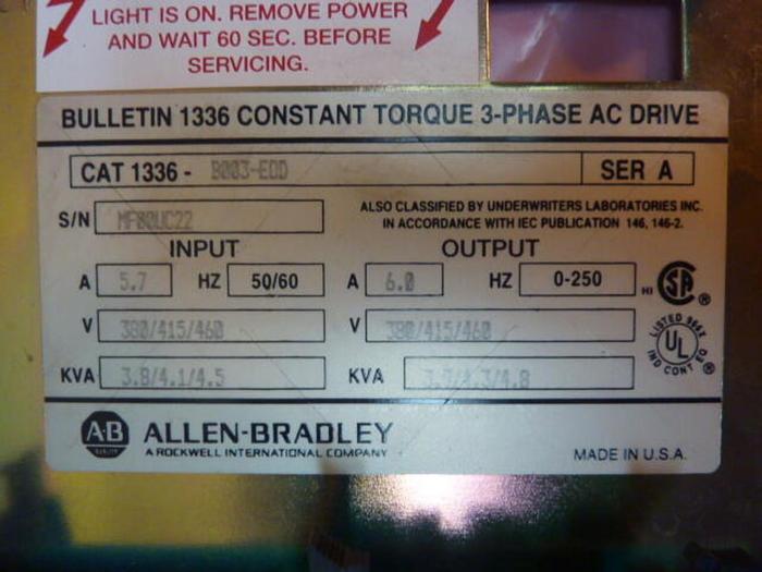 Used ALLEN BRADLEY AC Drive Board 1336-B003-E0D SER A #37254