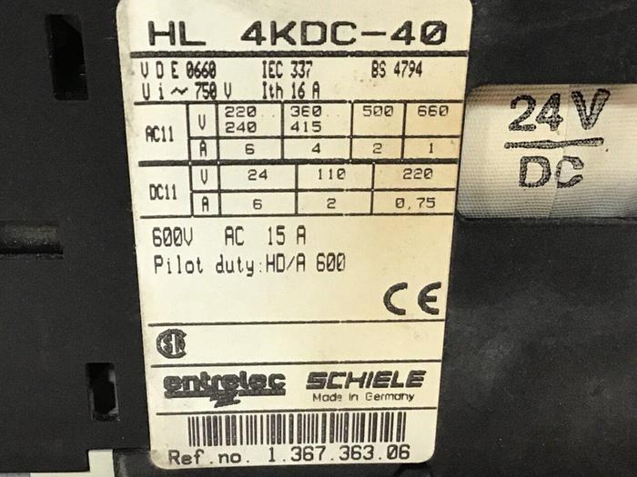 Used ENTRELEC Contactor HL4KDC-40 #118934