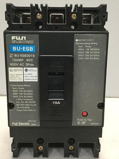 Used FUJI ELECTRIC 15 Amp Circuit Breaker BU-ESB3015 #104230