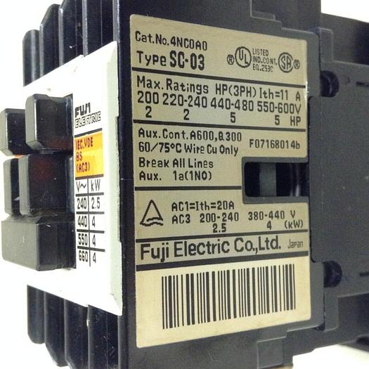 Used FUJI ELECTRIC Contactor SC-03 4NC0A0 #78591
