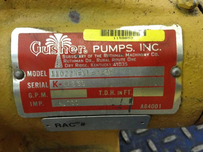 Used GUSHER Coolant Pump 11022K-XL-3-CM #74953