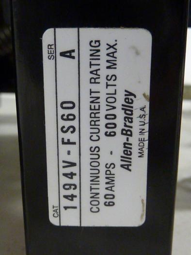 Used ALLEN BRADLEY 60 Amp Disconnect Switch 1494V-DS60 SER A #57438