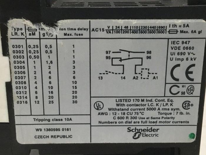 Used TELEMECANIQUE Overload Relay LR2K0312 Used