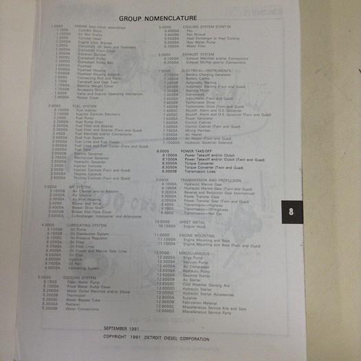 Used DETROIT DIESEL Parts Catalog CATALOG910 #70910