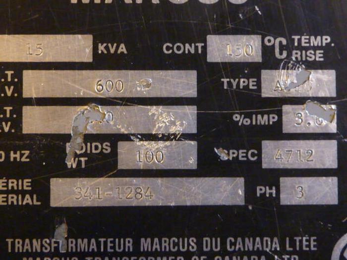 Used MARCUS 15 kVA Transformer A?? #32036