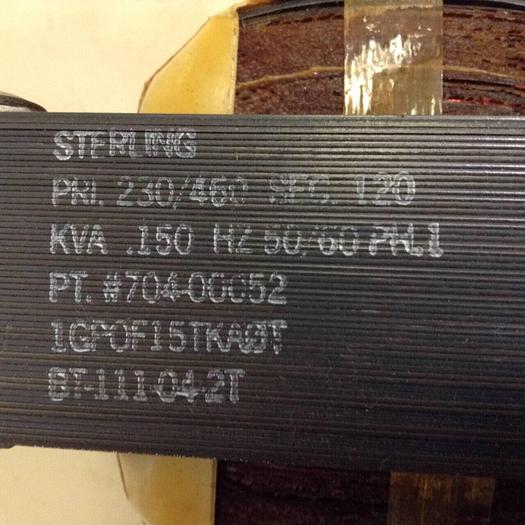 Used STERLING .150 kVA Transformer BT-111-04-2T #69502