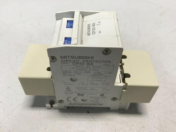 Used MITSUBISHI 1 Amp Circuit Breaker CP30-BA-2P-1A #119648
