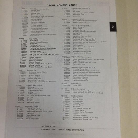 Used DETROIT DIESEL Parts Catalog - Volume 2 MANUAL764 #70764