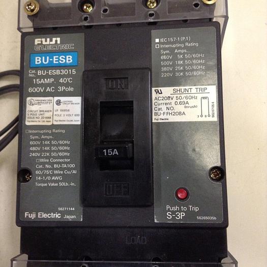 Used FUJI ELECTRIC 15 Amp Circuit Breaker BU-ESB3015 #72713
