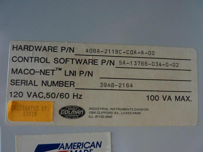 Used BARBER COLMAN Control Card Rack 40BA-211BC-C0A-A-00 #23902