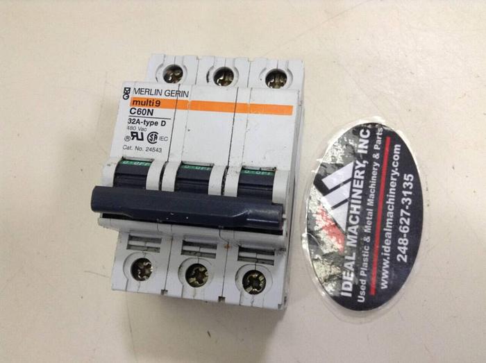 Used MERLIN GERIN 32 Amp Circuit Breaker C60N-32 #75780