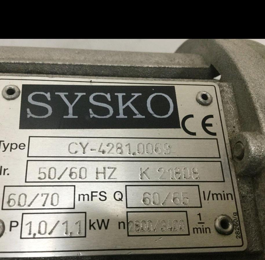 Used SYSKO CORPORATION Pump & 3 PH Motor CY-4281.0069 USED