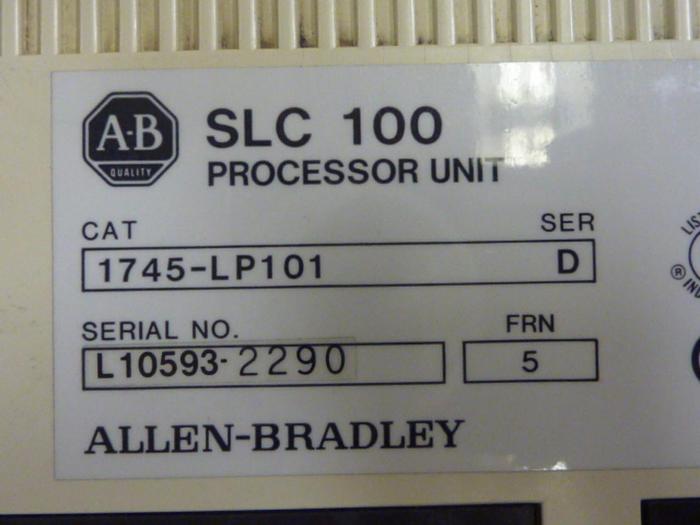 Used ALLEN BRADLEY SLC 100 Processor Unit 1745-LP101 SER D #65381