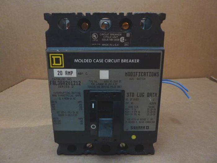 Used SQUARE D 20 Amp Circuit Breaker FAL360201212 USED