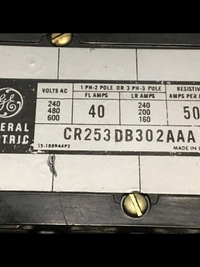 Used GENERAL ELECTRIC / GE Contactor CR253DB302AAA Used