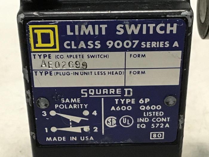 Used SQUARE D Limit Switch 9007-AEQ2699 Used