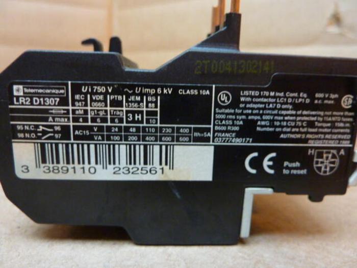 Used TELEMECANIQUE Overload Relay LR2D1307 #27467