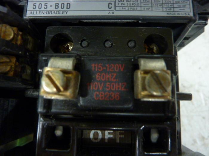 Used ALLEN BRADLEY Motor Starter Size 1 505-BOD SER C #58034