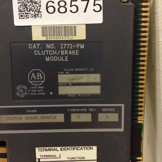 Used ALLEN BRADLEY Clutch/Brake Module 1771-PM SER A #68575