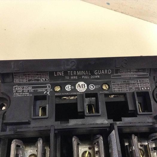 Used ALLEN BRADLEY 60 Amp Disconnect Switch 1494V-DS60 SER A #70206